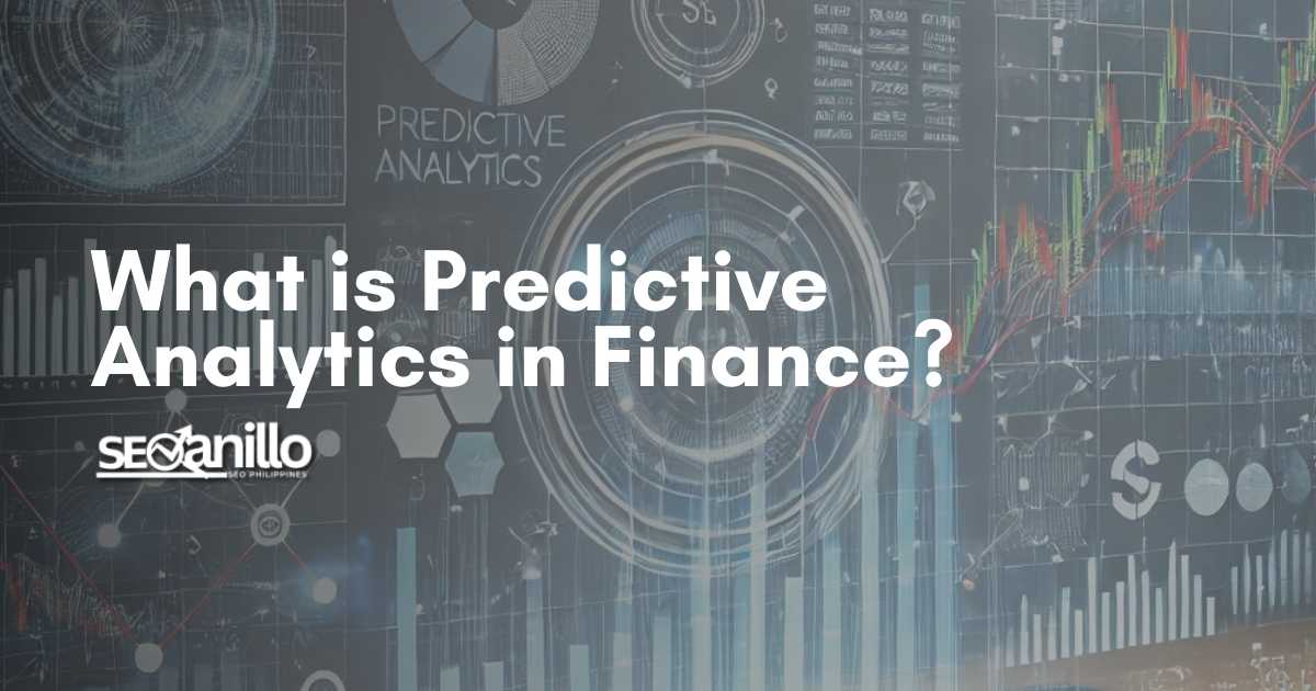 Predictive analytics in finance, featuring data charts, graphs, and analysis tools.