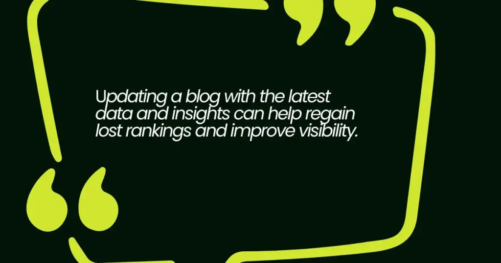 Updating blogs with the latest data helps regain rankings and improve visibility.