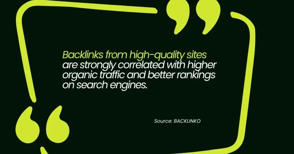 Backlinko quote on high-quality backlinks improving rankings and traffic