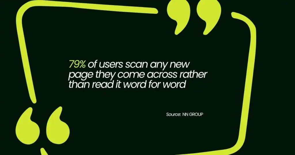 79% of users scan new pages instead of reading them word for word.

