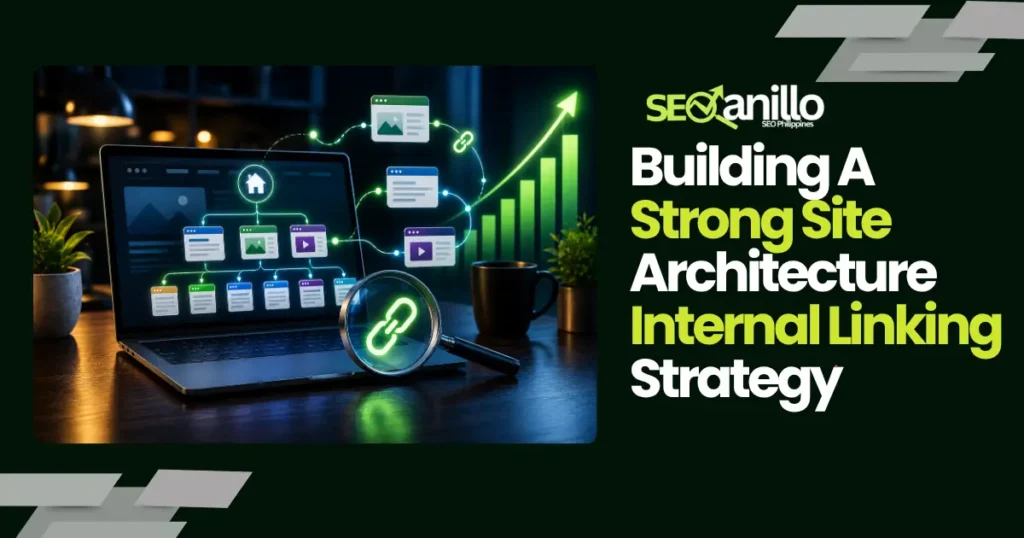 Internal linking strategy visual with connected webpages and SEO performance