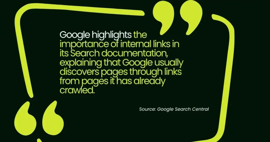 Google Search Central quote about internal links and crawl budget optimization for better page discovery.