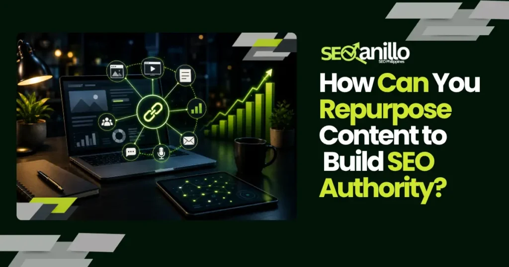 SEO content repurposing strategy with connected digital marketing assets