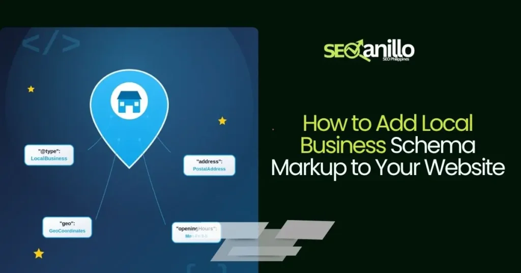 Local business schema markup diagram showing key structured data for business listings