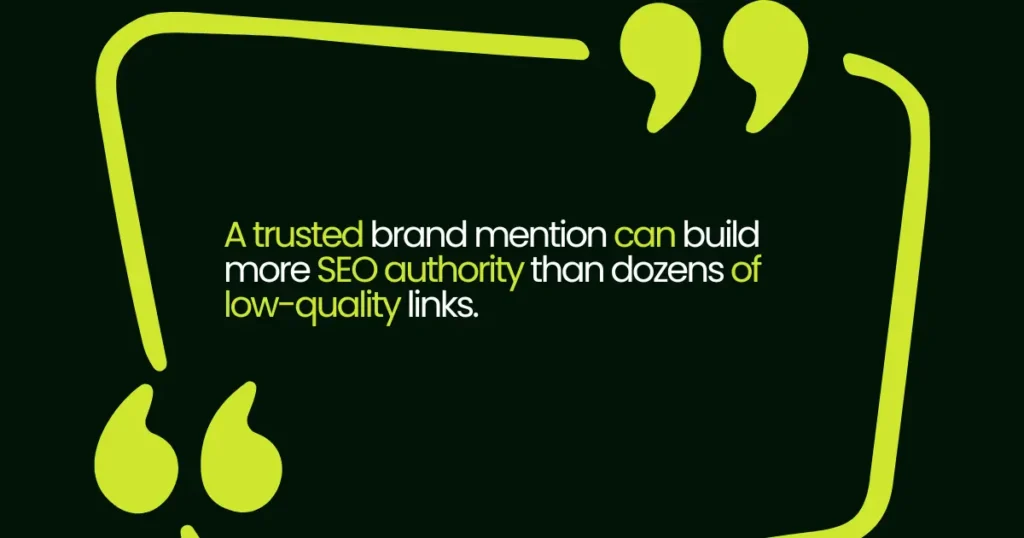 Digital PR for SEO quote about trusted brand mentions building authority
