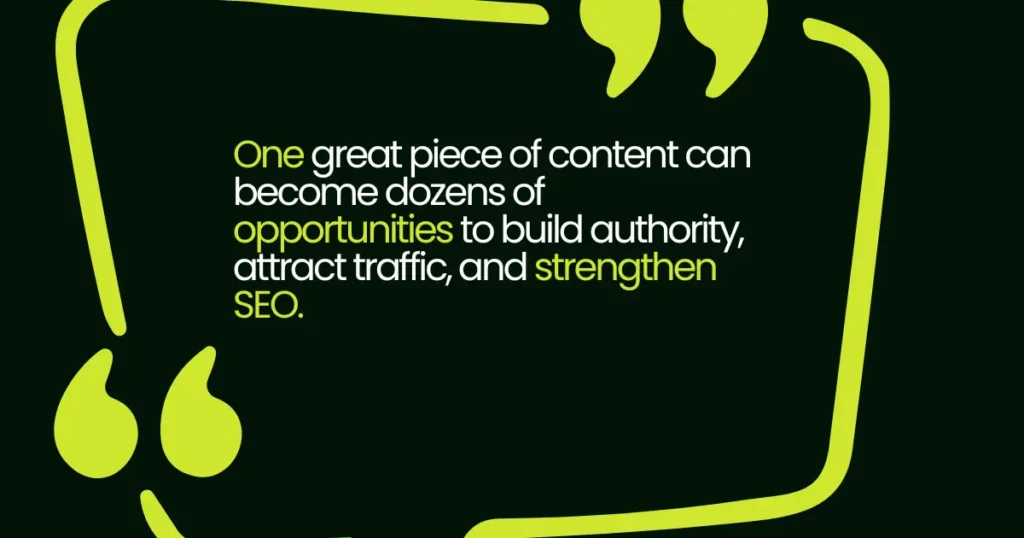 Content syndication SEO quote about building long-term search authority